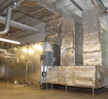 HVAC Equipment insulated with PAROC Hvac Lamella Mat AluCoat
