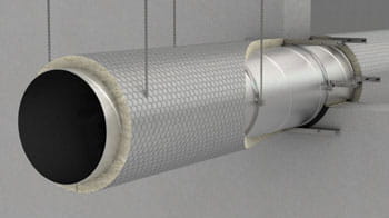Fire protection of circular ventilation duct with PAROC stone wool products
