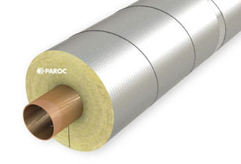 Hvac pipe insulated with PAROC Hvac Section AluCoat T